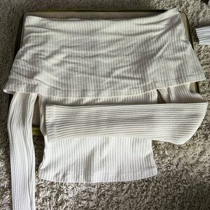 Urban Outfitters Cream Off the Shoulder Fold-Over Ribbed Sweater